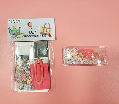 Kawaii DIY Soft PVC Transparent Glitter Rectangle Shape Hair Clip Accessories Kit