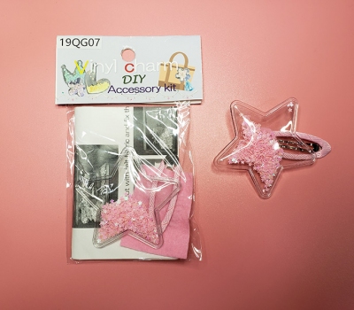 Kawaii DIY Soft PVC Transparent Glitter Star Shape Hair Clip Accessories Kit 