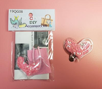 Kawaii DIY Soft PVC Transparent Glitter Heart Shape Hair Clip Accessories Kit